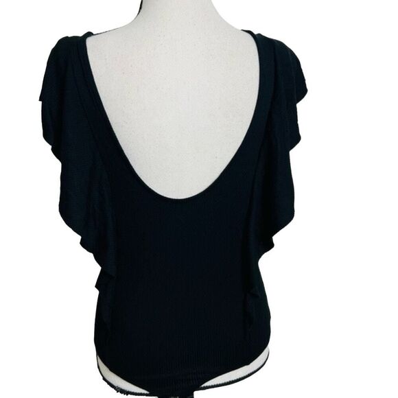 1. State Revolve rich black Ruffle Edge Bodysuit top size small - Picture 8 of 9